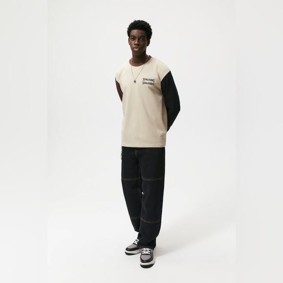 ZARA SPALDING beige, black and brown long sleeve tee - Picture 2 of 7